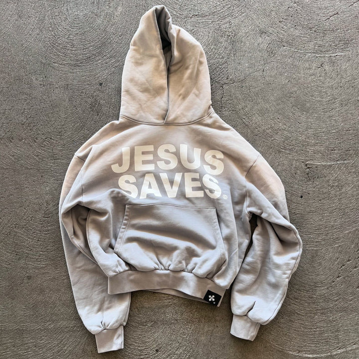 Jesus Saves Print Long Sleeve Hoodies