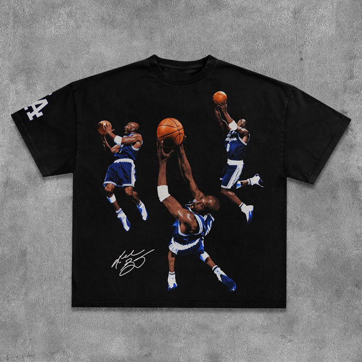 Basketball Character Print Short Sleeve T-Shirt