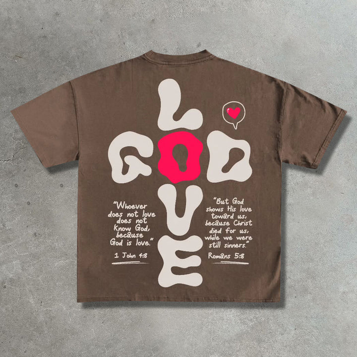 God Loves You Casual Street Print T-Shirt