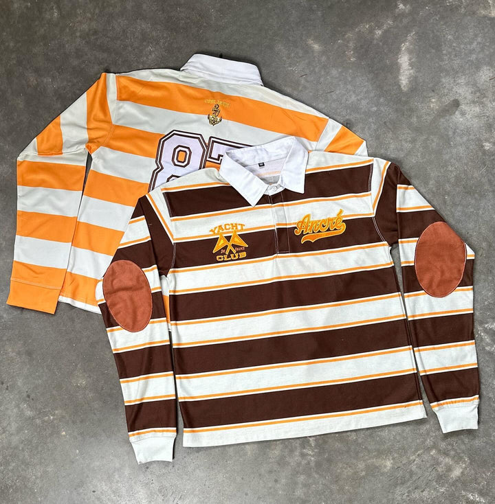 Casual Street Retro Striped Rugby Polo