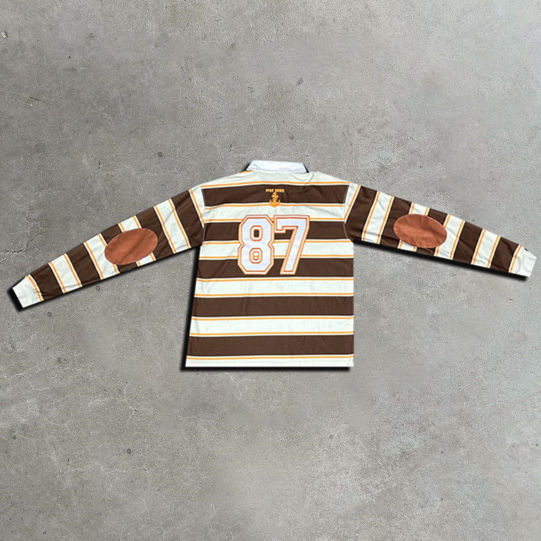 Casual Street Retro Striped Rugby Polo