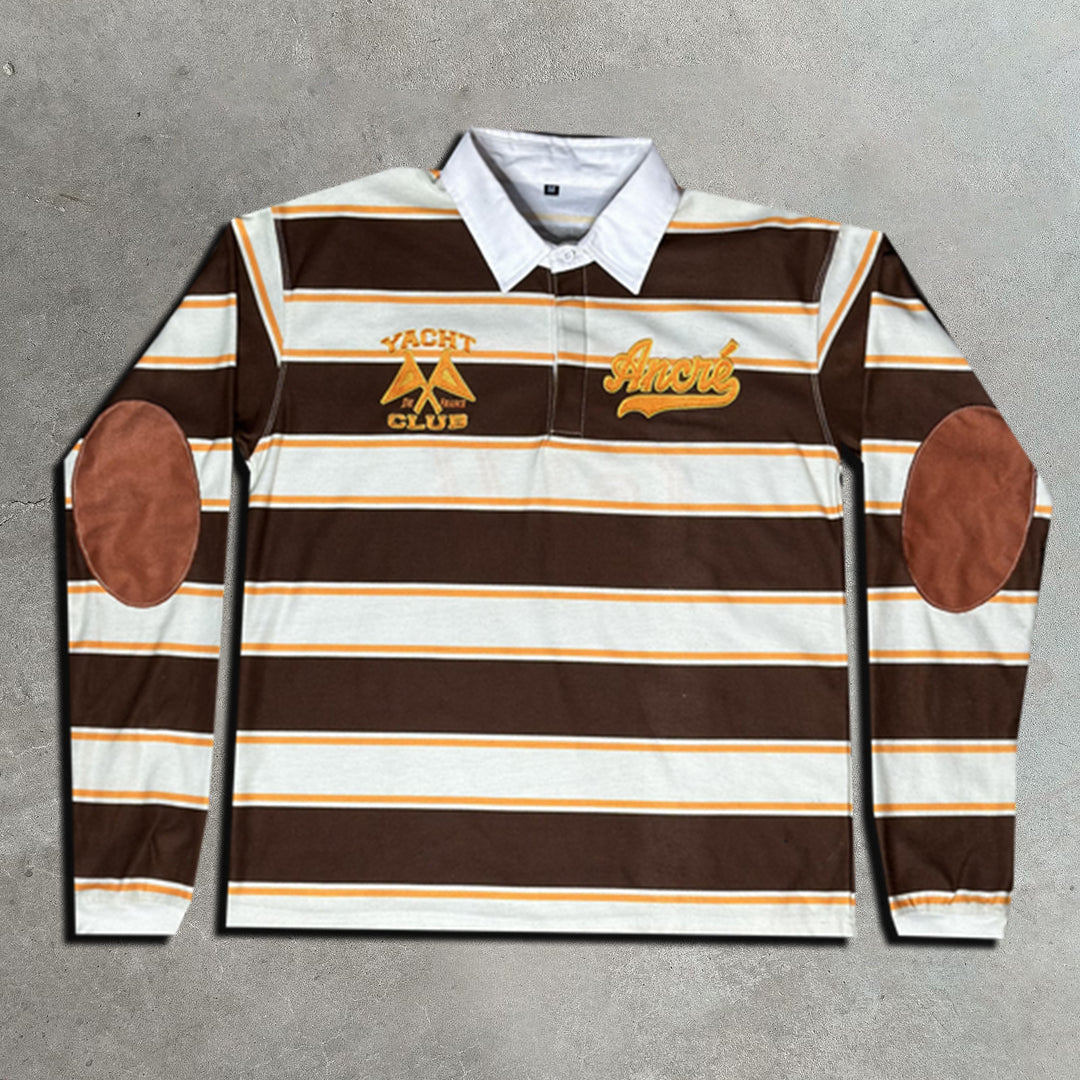 Casual Street Retro Striped Rugby Polo