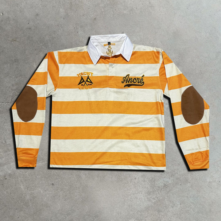 Casual Street Retro Striped Rugby Polo