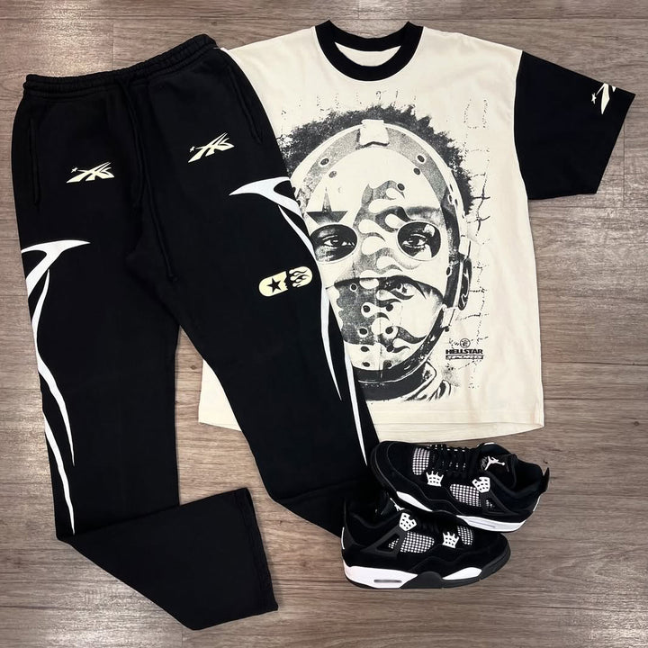 Mask Boy Print T-shirt Sweatpants Two Piece Set