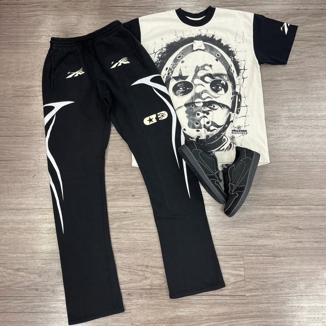 Mask Boy Print T-shirt Sweatpants Two Piece Set