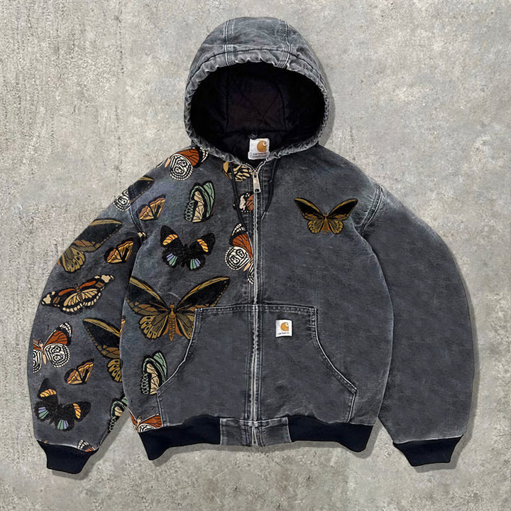 Street Butterfly Pattern Fleece Jacket