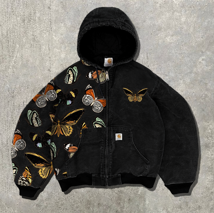 Street Butterfly Pattern Fleece Jacket