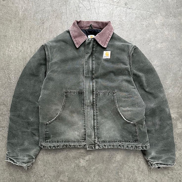 Vintage distressed fleece lapel jacket