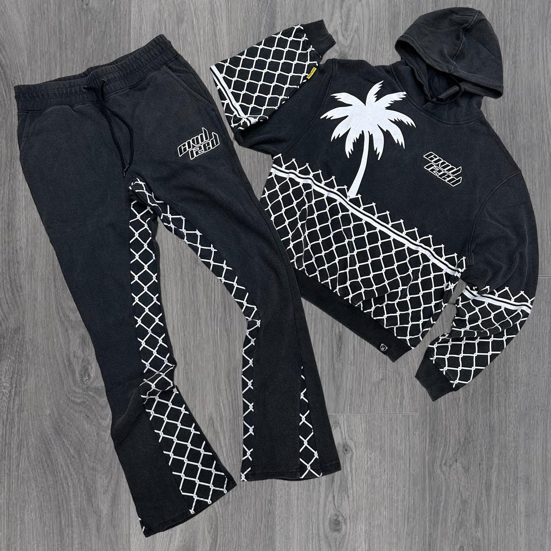 Stylish Coconut Tree Pattern Hoodie Set