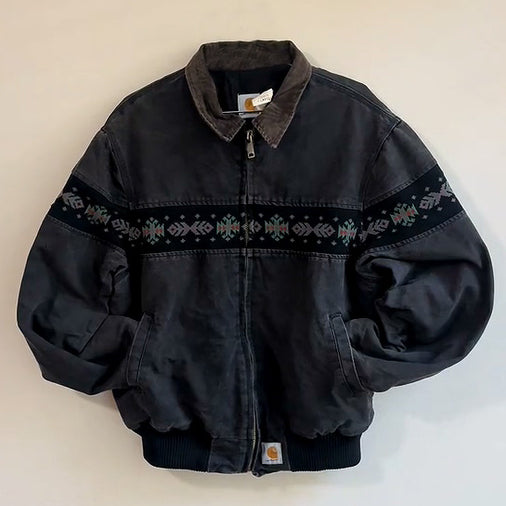 Vintage Tribal Zip-Up Warm Lined Jacket