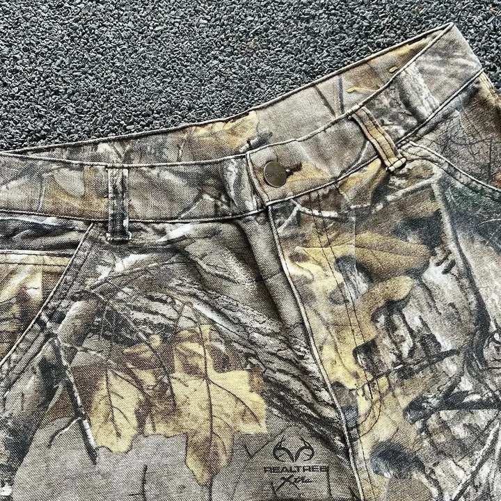 Camouflage pants tree branches distressed wide-leg loose straight jeans