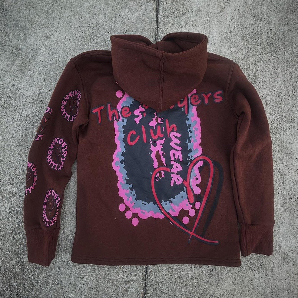 Heart Multi-Element Print Long Sleeve Hoodies