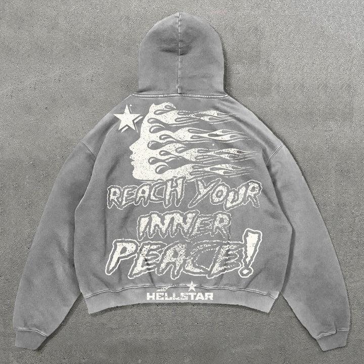 Meditation Print Long Sleeve Hoodie