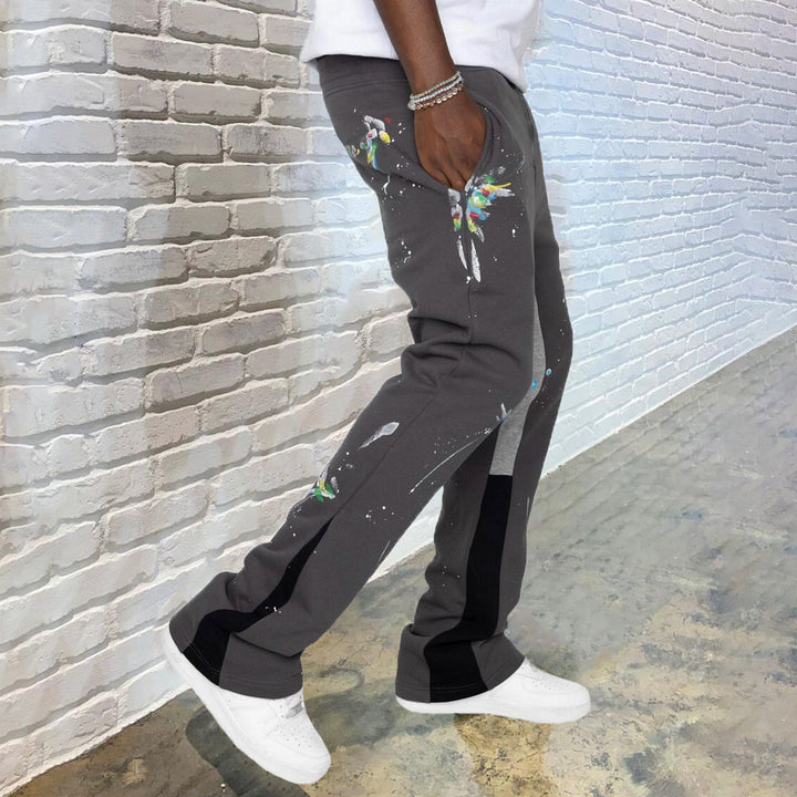 Casual Paint Splatter Flare Sweatpants Trousers