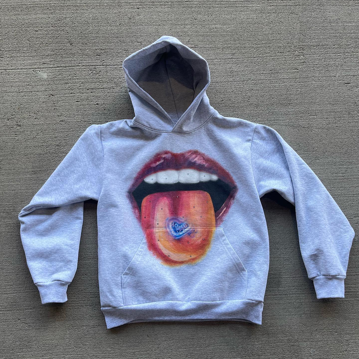 Fashion Lips Print Loose Hoodie