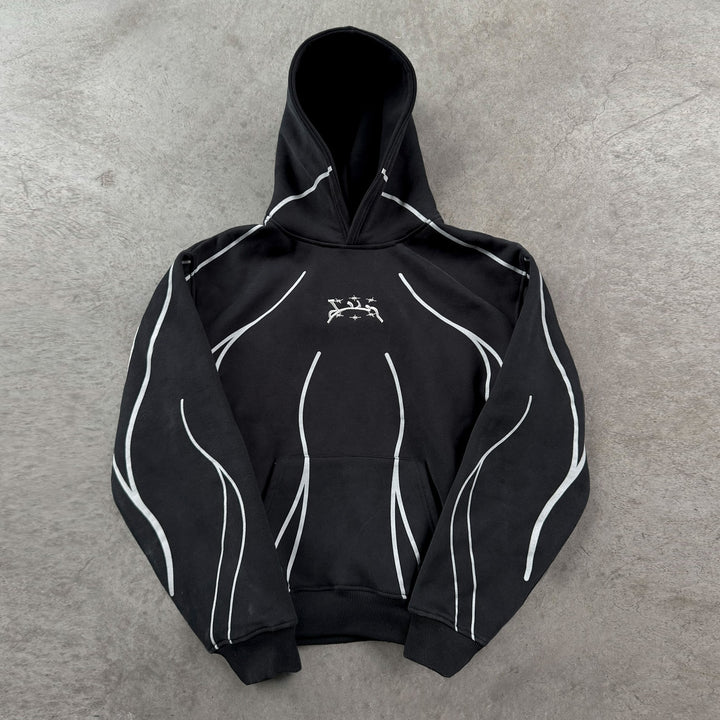 Line print hoodie