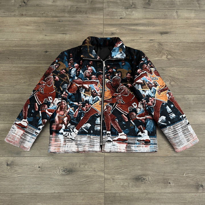 Fashion Basketball Print Long Sleeve Zipped Jacket