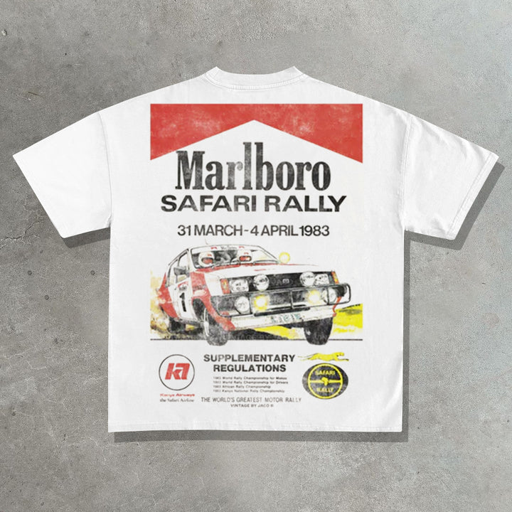 Casual Street Retro Racing Print T-shirt