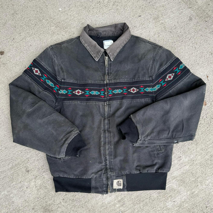 Tribal retro long sleeve lined zip-up jacket