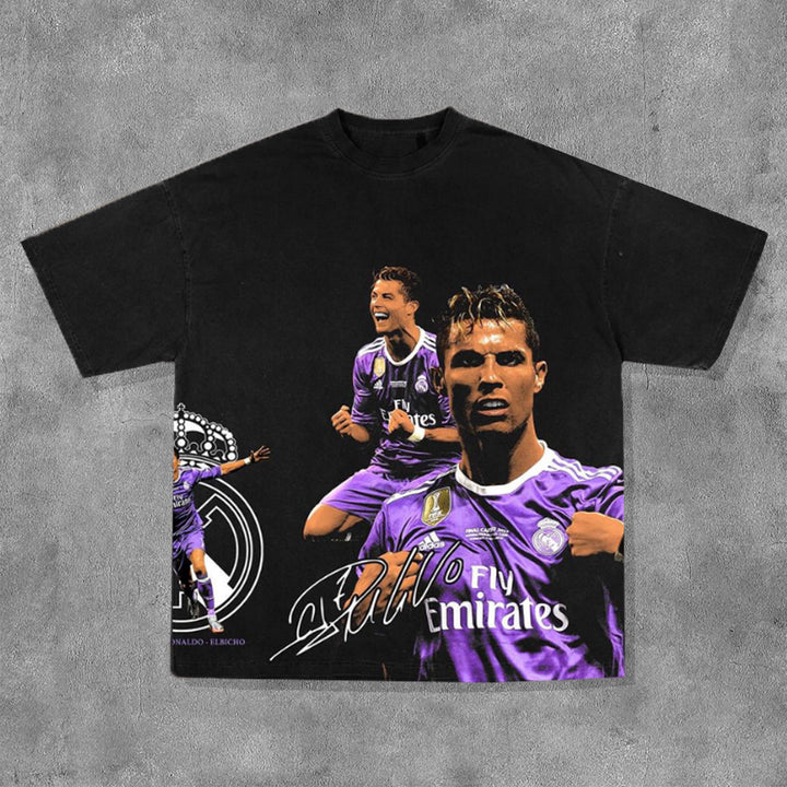 Fashion Footballer Print Short Sleeve T-Shirt