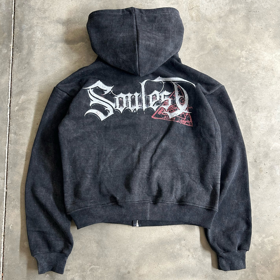 Soul Est Print Long Sleeve Zipper Hoodies