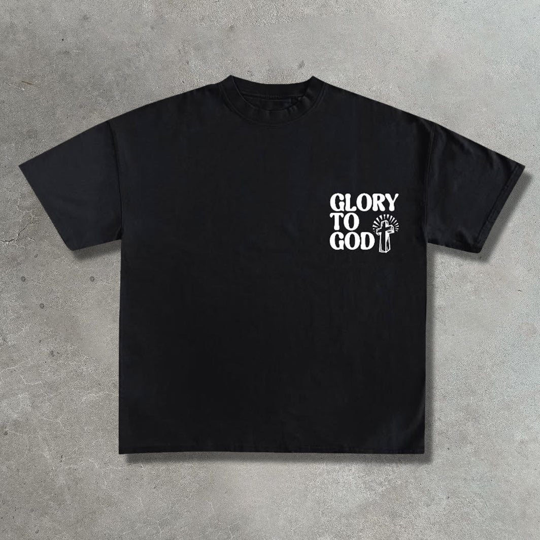 Glory to God casual street print T-shirt