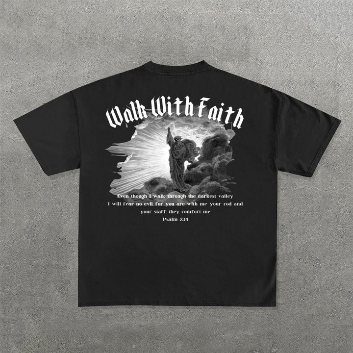 Walk With Faith Print Short Sleeve T-Shirt