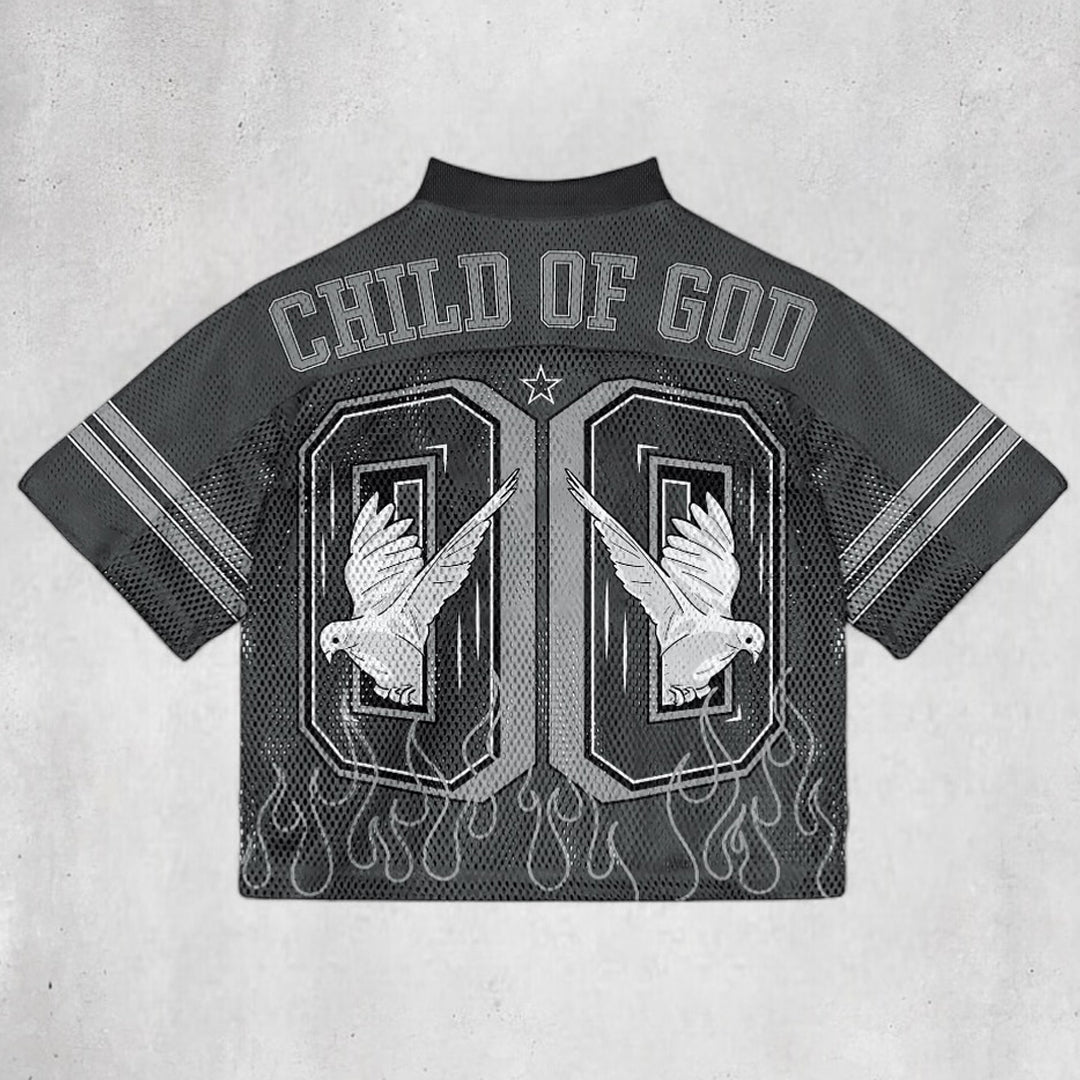 Child of God Casual Street Stitching Mesh Jersey