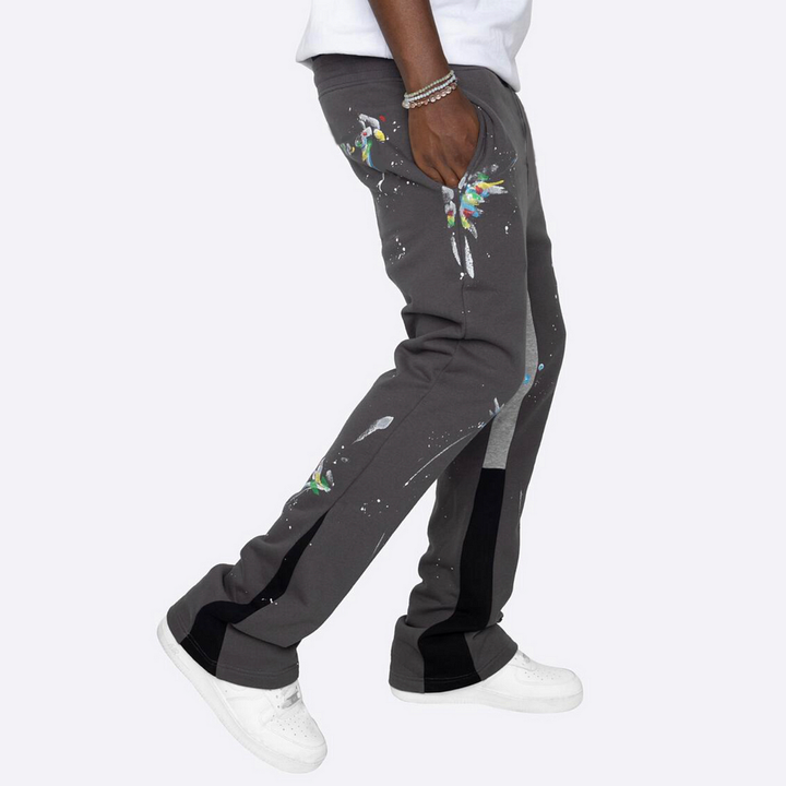 Casual Paint Splatter Flare Sweatpants Trousers