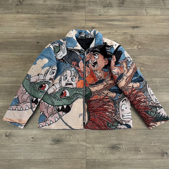 Stylish Anime Print Long Sleeve Zipped Jacket