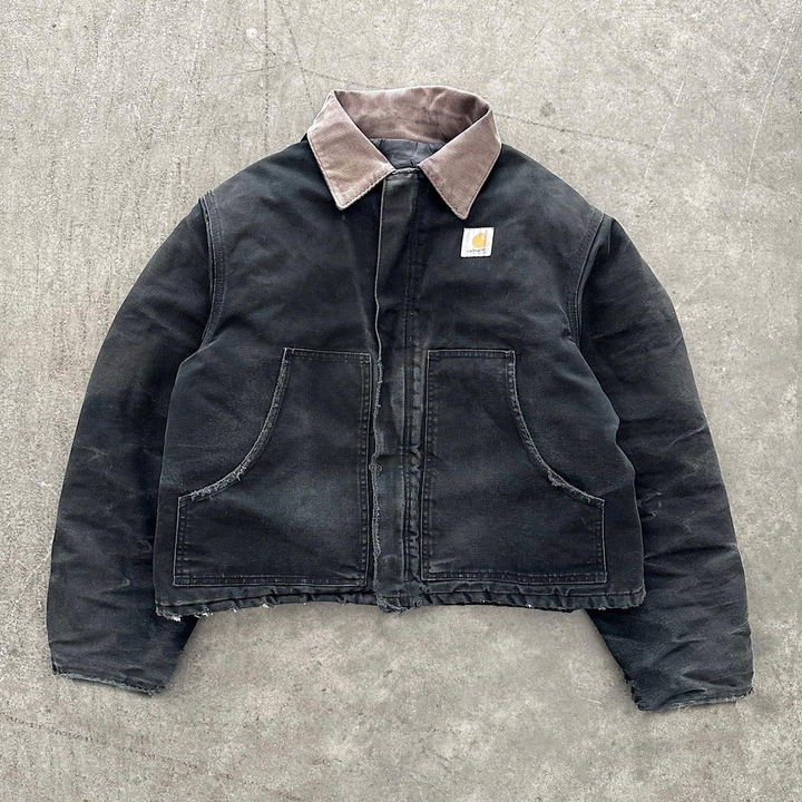 Vintage distressed fleece lapel jacket