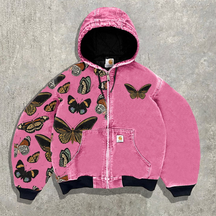 Street Butterfly Pattern Fleece Jacket