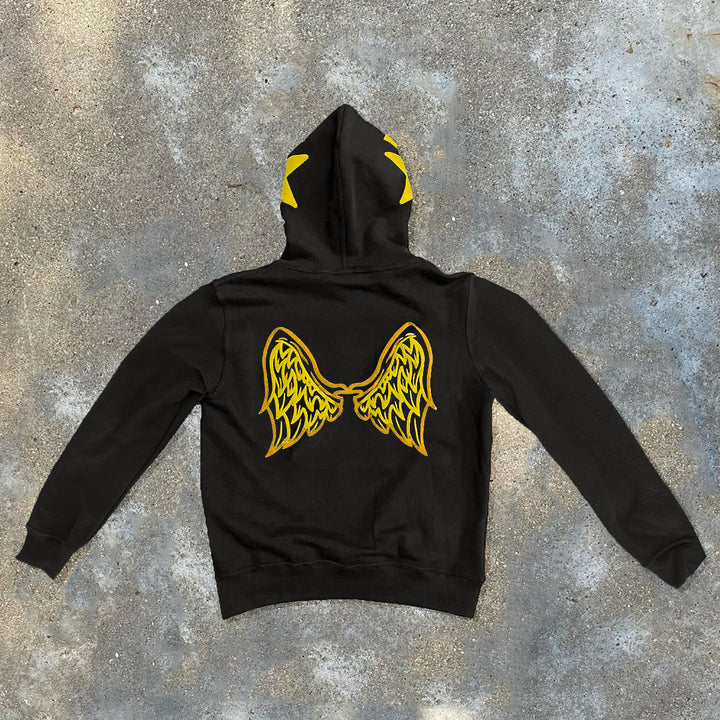 Wing Print Long Sleeve Hoodies