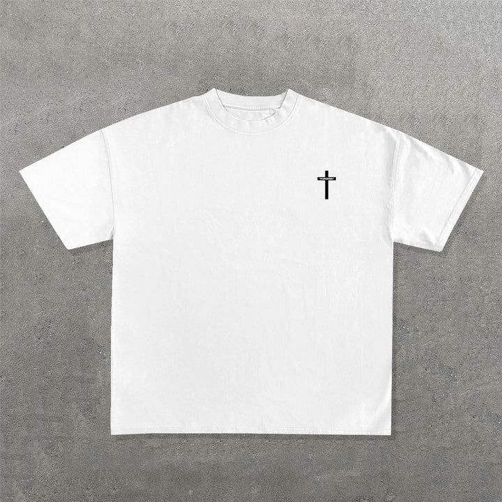 Fashion Cross Forgiven Print Short Sleeve T-Shirt