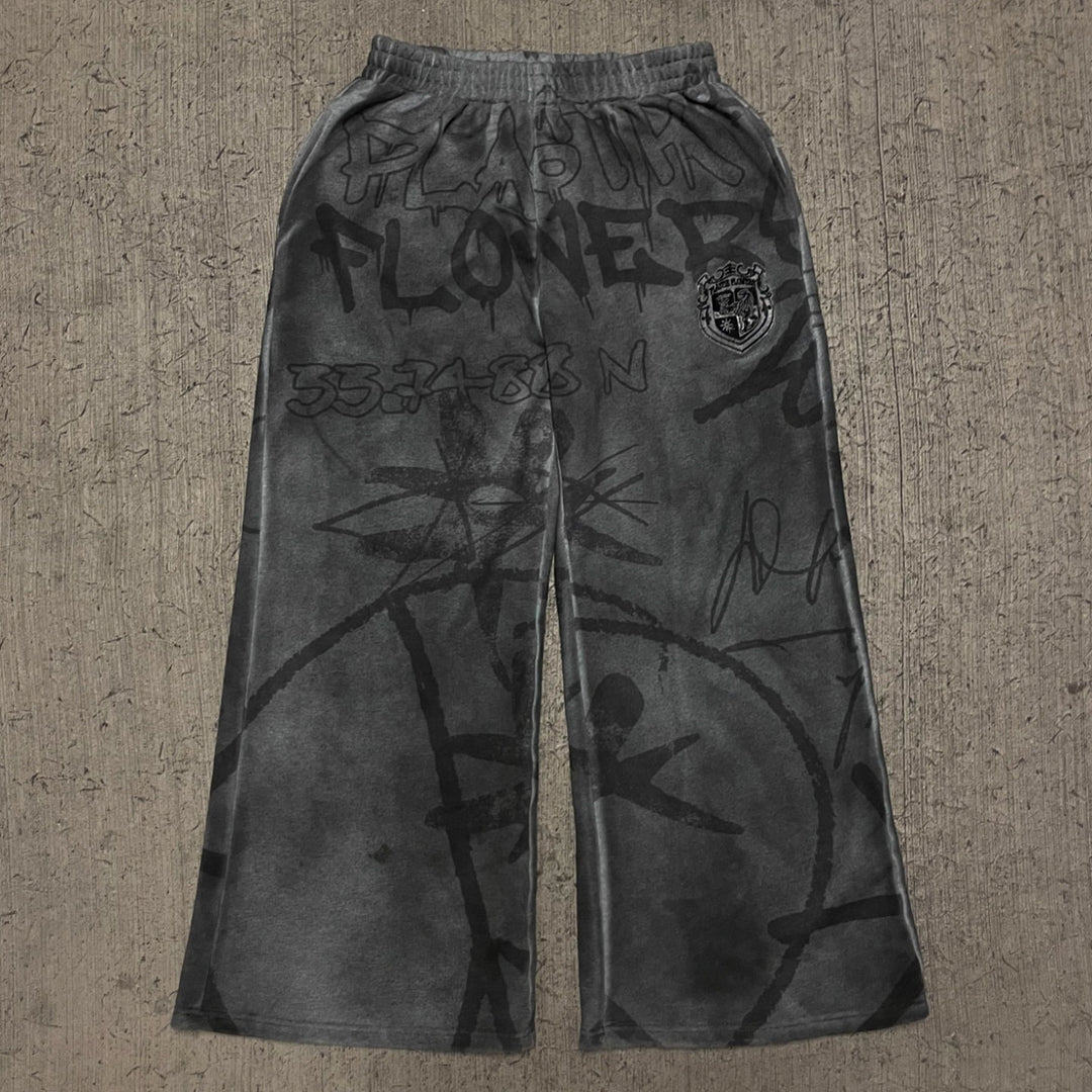 Graffiti casual street wide-leg trousers