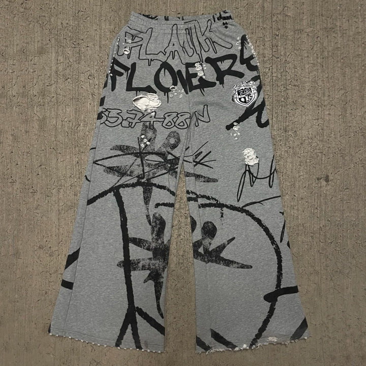 Graffiti casual street wide-leg trousers