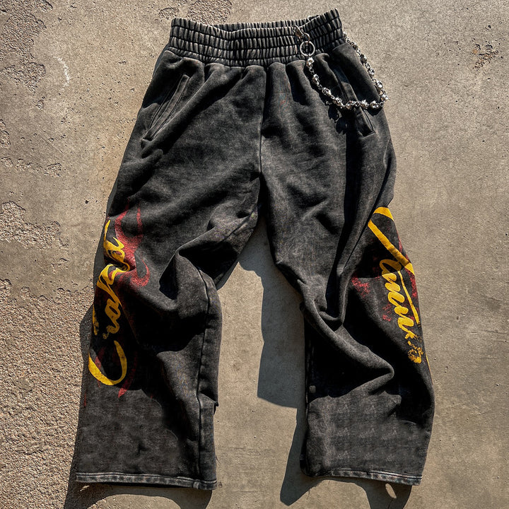 Casual Street Retro Washed Trousers