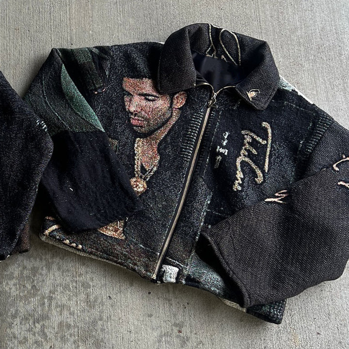 Hip Hop Rap Tapestry Zip-Up Jacket