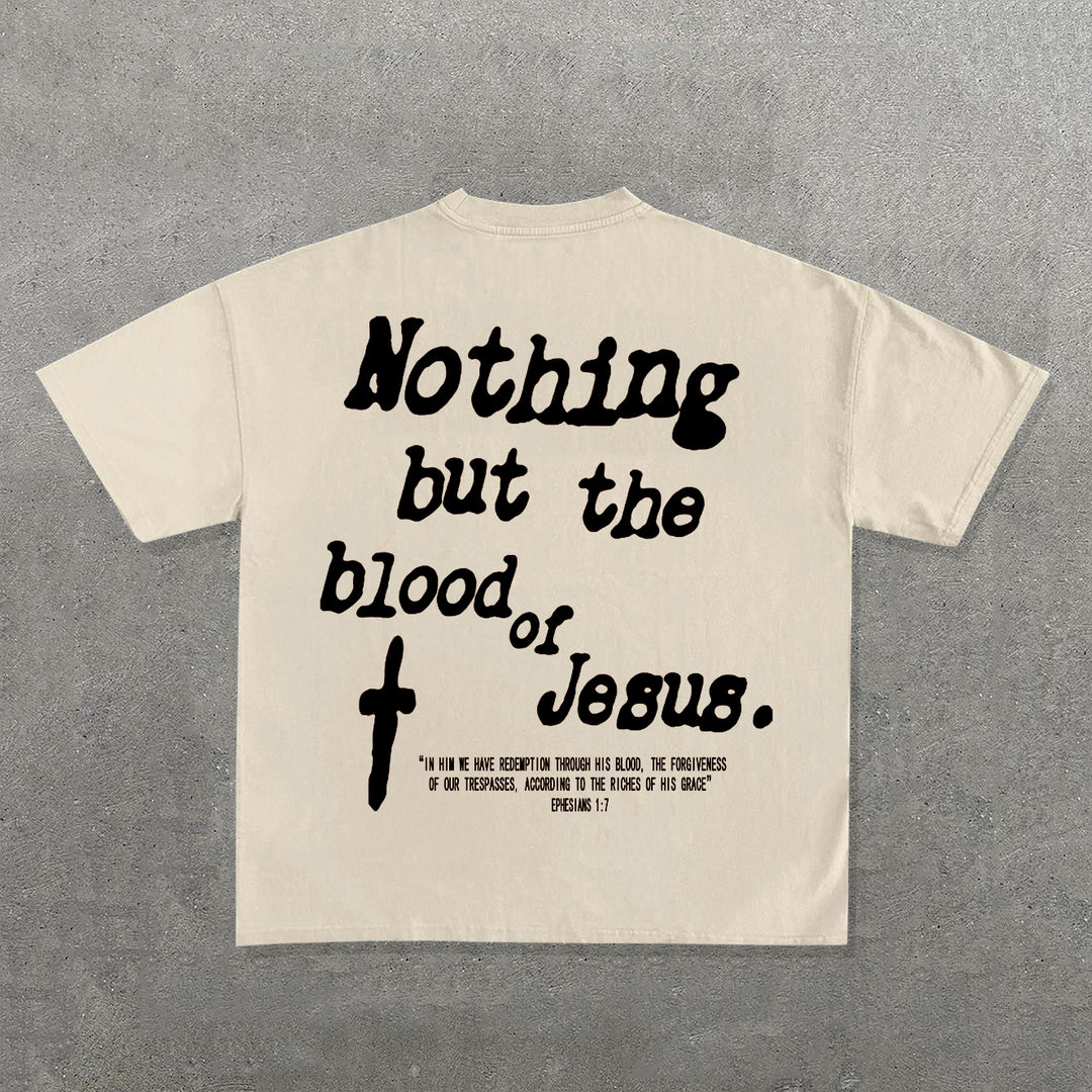 Nothing But The Blood Of Jesus Print Short Sleeve T-Shirt