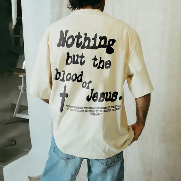 Nothing But The Blood Of Jesus Print Short Sleeve T-Shirt