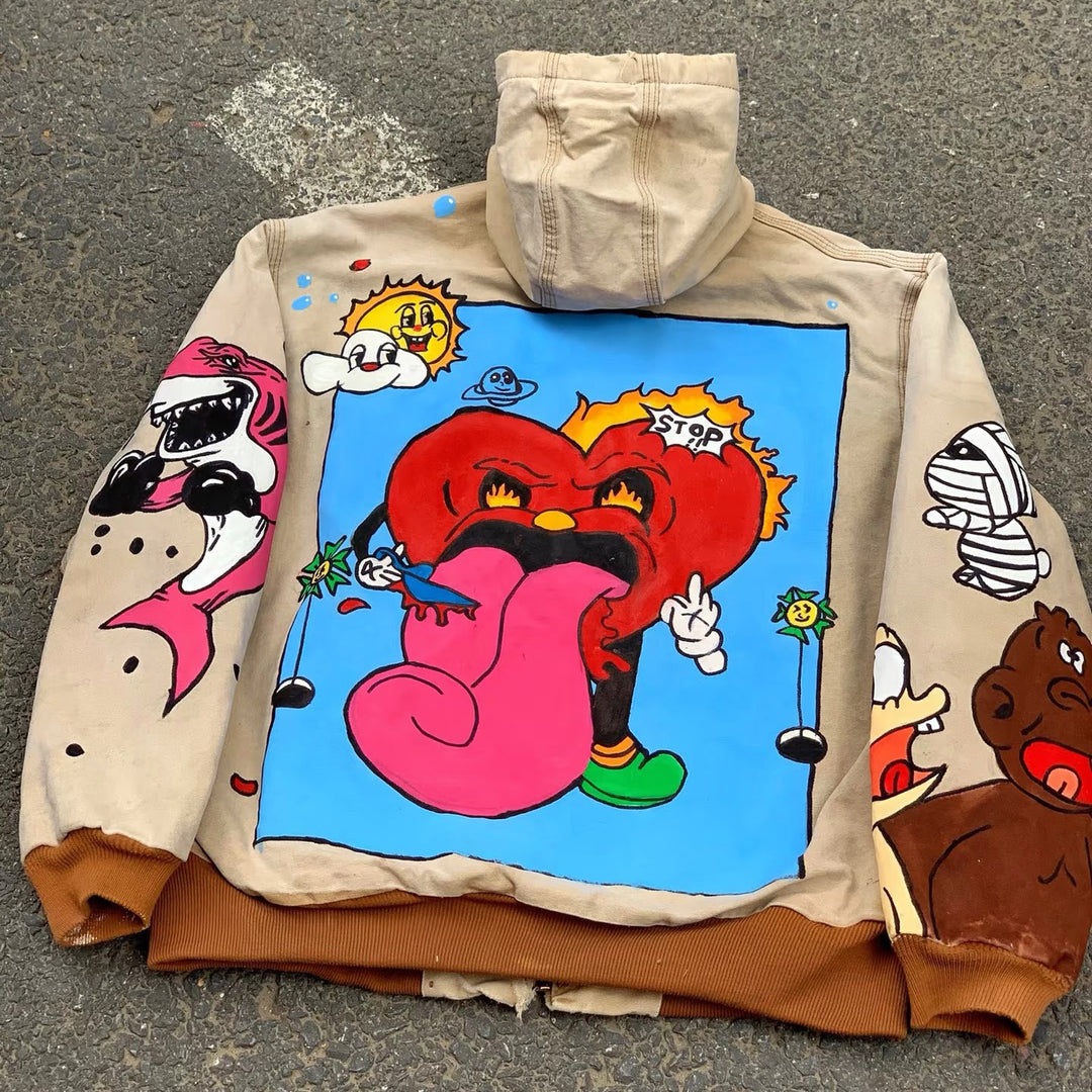 Limited edition vintage street graffiti zipper jacket