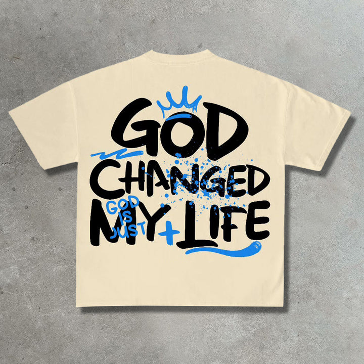 God Changed My Life Casual Street Print T-Shirt