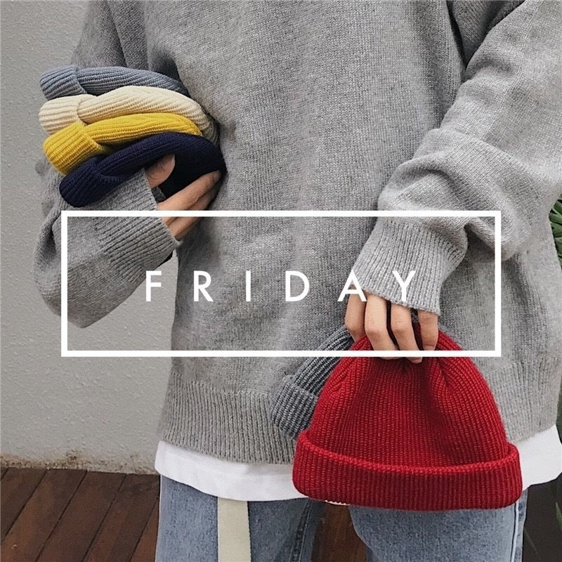 Men's Korean style autumn and winter short knitted hat Baotou cross-border wool hat women's warm landlord melon-shaped hat