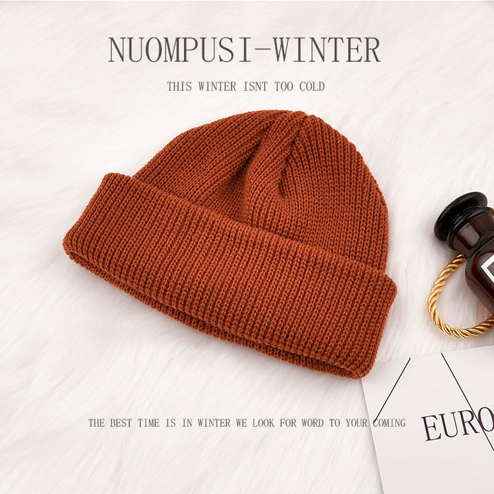 Men's Korean style autumn and winter short knitted hat Baotou cross-border wool hat women's warm landlord melon-shaped hat