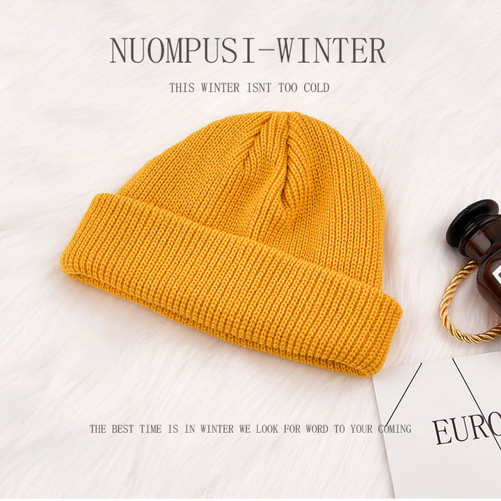 Men's Korean style autumn and winter short knitted hat Baotou cross-border wool hat women's warm landlord melon-shaped hat