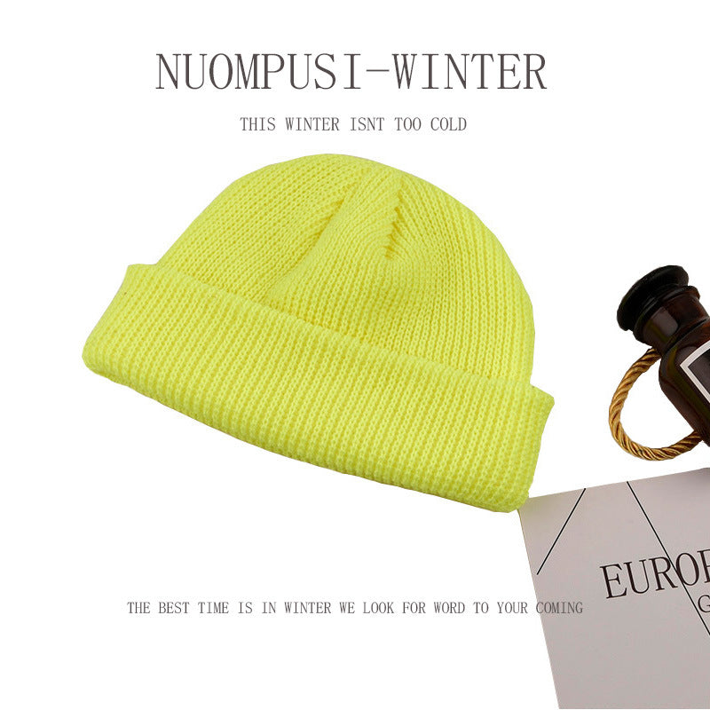 Men's Korean style autumn and winter short knitted hat Baotou cross-border wool hat women's warm landlord melon-shaped hat