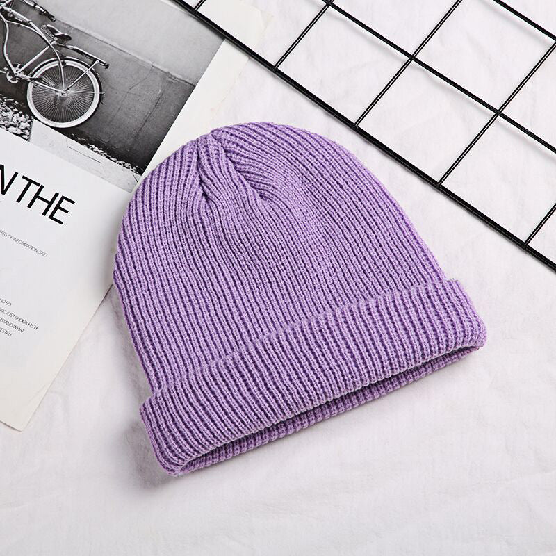 Men's Korean style autumn and winter short knitted hat Baotou cross-border wool hat women's warm landlord melon-shaped hat