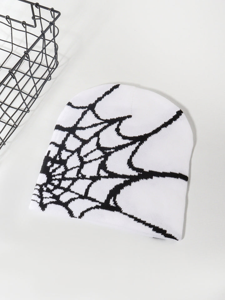 Knitted Pullover Spider Web Y2K Jacquard Hat for Men and Women