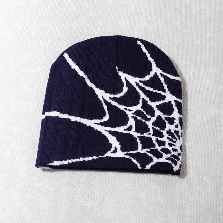 Knitted Pullover Spider Web Y2K Jacquard Hat for Men and Women