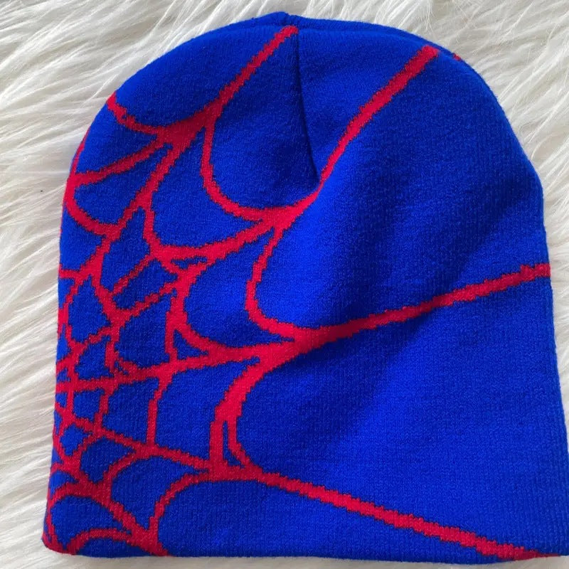 Knitted Pullover Spider Web Y2K Jacquard Hat for Men and Women